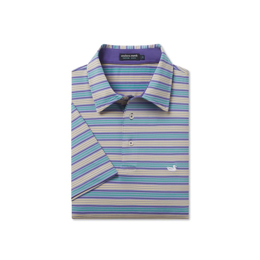 Men'S Southern Marsh Polos | Esplanade Performance Polo Purple Green And Gold