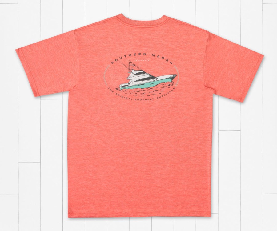 Men'S Southern Marsh Performance Tees | Fieldtec Heathered Tee - Deepsea