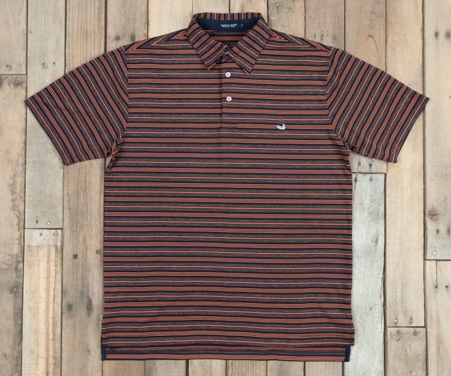 Men'S Southern Marsh Polos | Bermuda Performance Polo - Aiken Navy And Orange