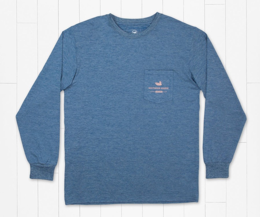 Women'S Southern Marsh Performance Long Sleeve Tees | Fieldtec Heathered Tee - Mahi Circle - Long Sleeve Oxford Blue