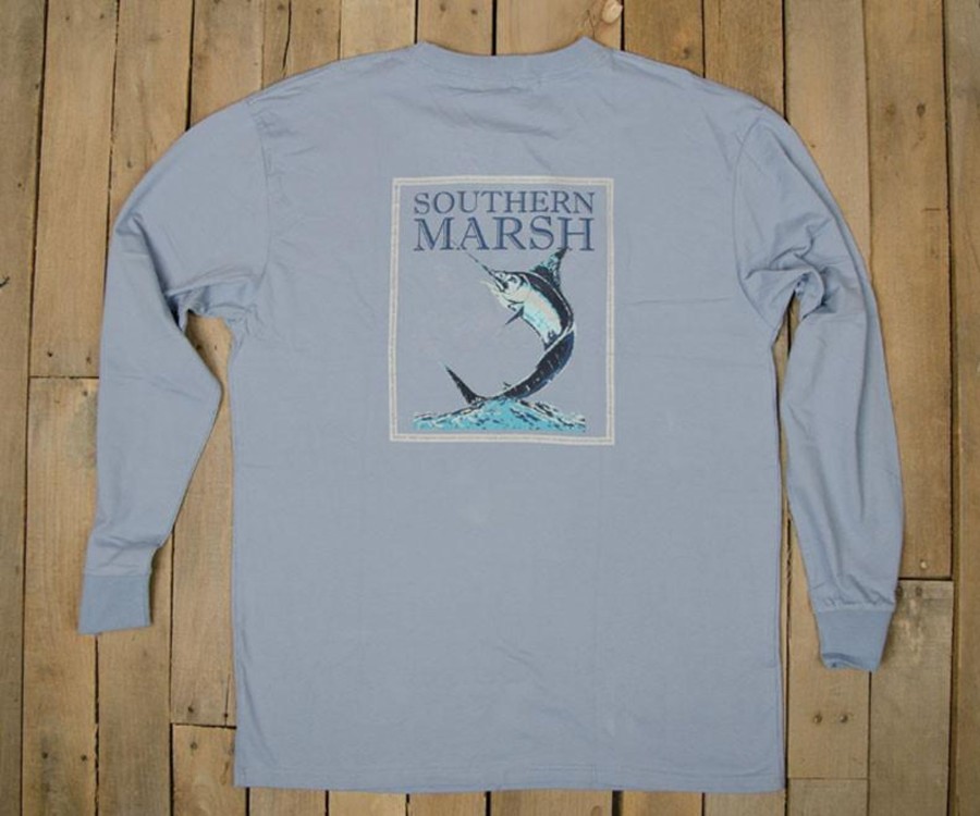 Women'S Southern Marsh Original Long Sleeve Tees | Blue Marlin Fishing Tee - Long Sleeve