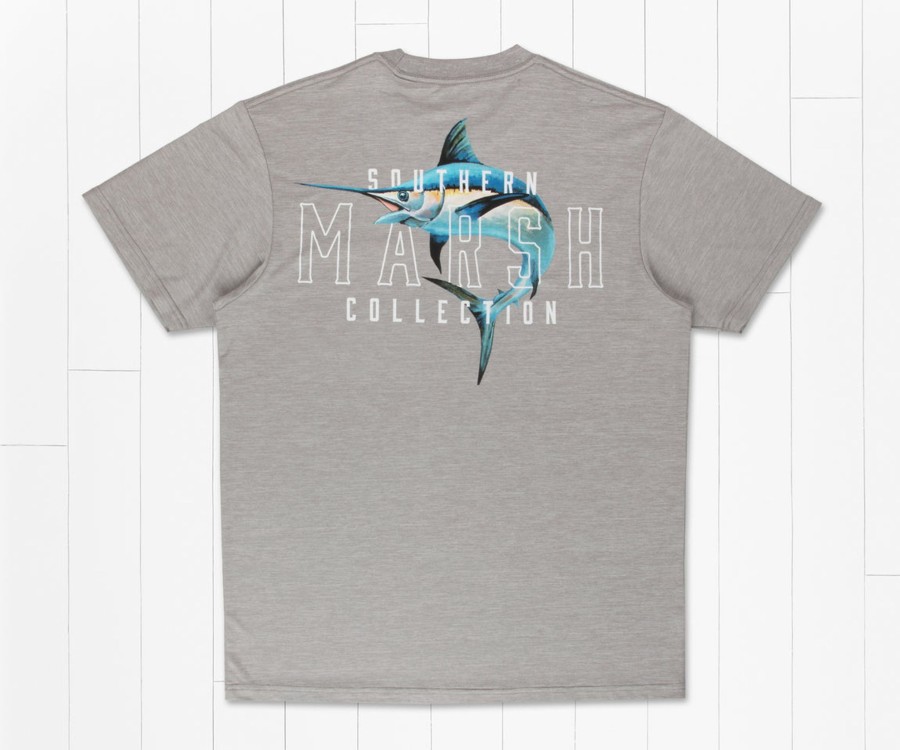 Men'S Southern Marsh Performance Tees | Fieldtec Heathered Tee - Swordfish