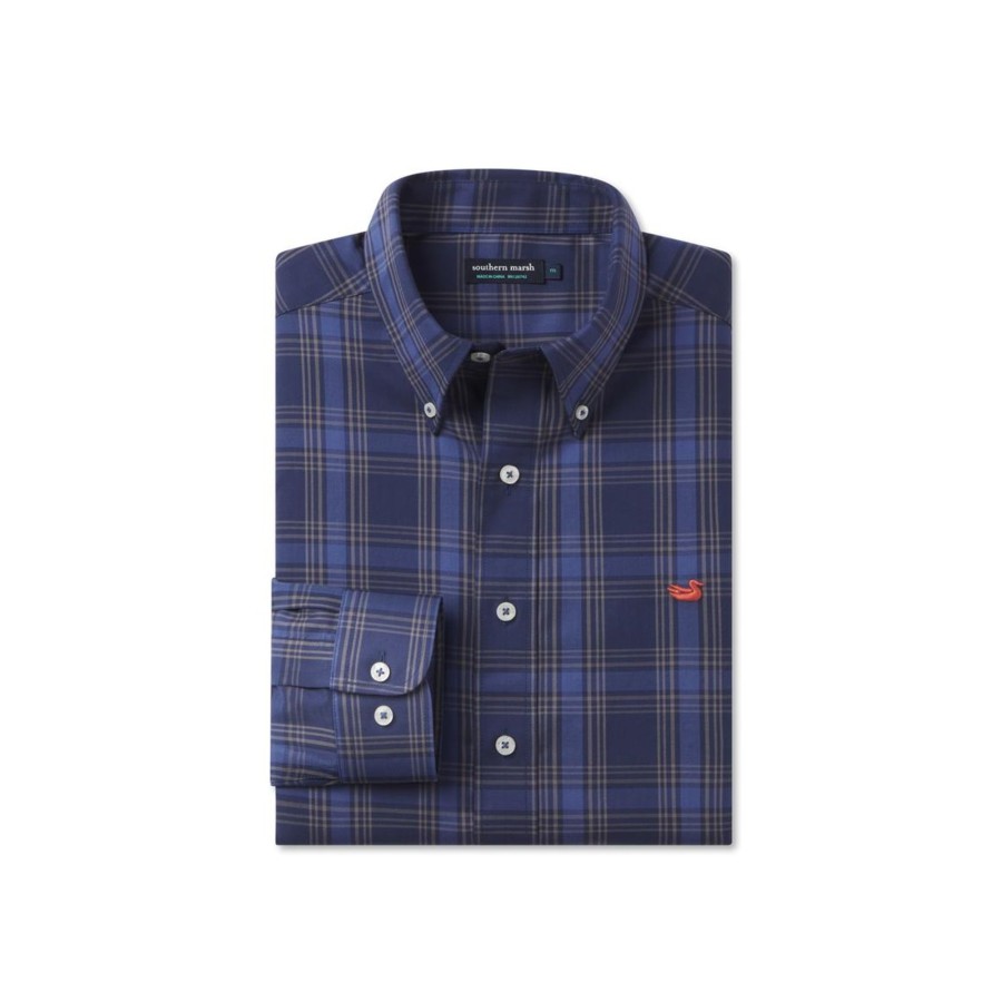 Men'S Southern Marsh Relaxed | Tupelo Windowpane Dress Shirt